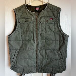 Wrangler Workwear Canvas Lined Distressed Work Utility Vest Men’s Size 2XL Green